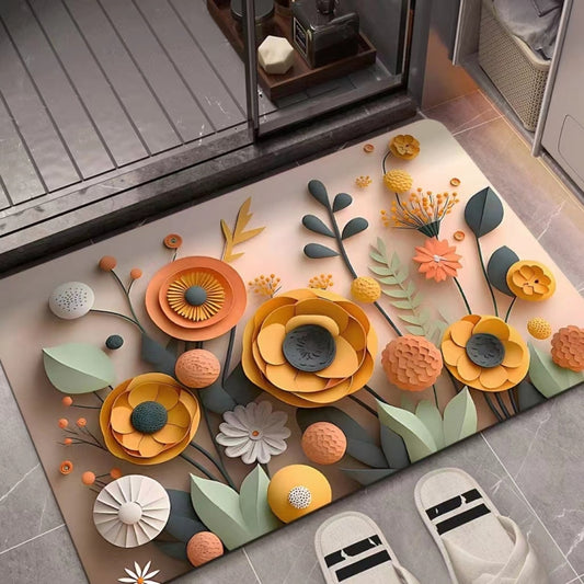 3D Oil Painting Diatom Mud Absorbent Floor Mat Non-slip Carpet, 40 x 60cm, 50 x 80cm