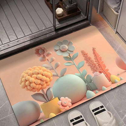 3D Oil Painting Diatom Mud Absorbent Floor Mat Non-slip Carpet, 40 x 60cm, 50 x 80cm
