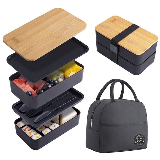 1200ml Portable Compartment Insulated Double Layer Lunch Box Microwavable Plastic Food Container
