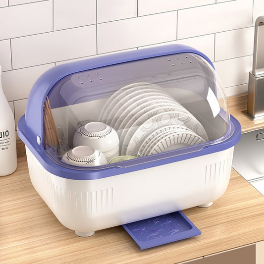 Household Dustproof Kitchen Tableware Storage Box Tableware Drain Rack