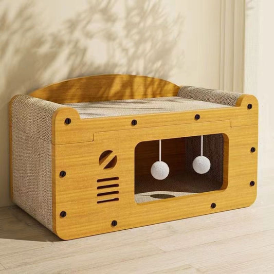 2 In 1 Cat Scratching Board Spacious Kitten Scratcher Box Lounge Bed Sturdy Cat House, TV Large, Two Layer Small, Two Layer Large, Dual Door Large