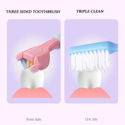 YALINA Three Sided Toothbrush Soft Hair 360 Degree V Shaped Toothbrush, 418 Adult Pink, 418 Adult Purple, A22 Kids Pink, A22 Kids Yellow, A22 Kids Blue