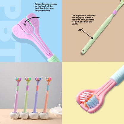 YALINA Three Sided Toothbrush Soft Hair 360 Degree V Shaped Toothbrush, 418 Adult Pink, 418 Adult Purple, A22 Kids Pink, A22 Kids Yellow, A22 Kids Blue