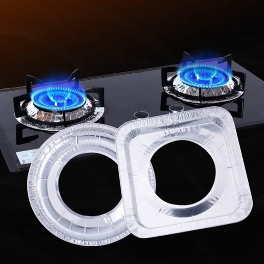 10pcs /Pack Gas Stove Oil-Proof Pad Cooktop Tinfoil Circle Kitchen Aluminum Foil Cleaning Mat