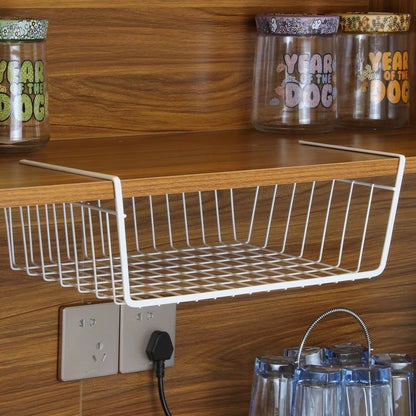 Closet Organizer Metal Shelf Kitchen Cabinet Under Hanging Shelf, 40x25x14cm