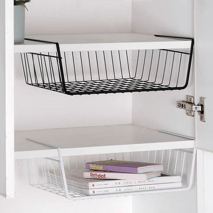 Closet Organizer Metal Shelf Kitchen Cabinet Under Hanging Shelf, 40x25x14cm