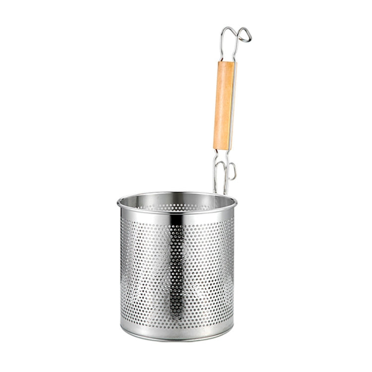 Household Stainless Steel Wooden Handle Spoon Kitchen Filtering Powder Oil Leakage Frying Basket
