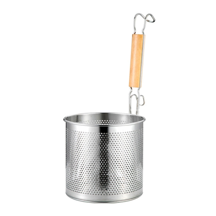 Household Stainless Steel Wooden Handle Spoon Kitchen Filtering Powder Oil Leakage Frying Basket