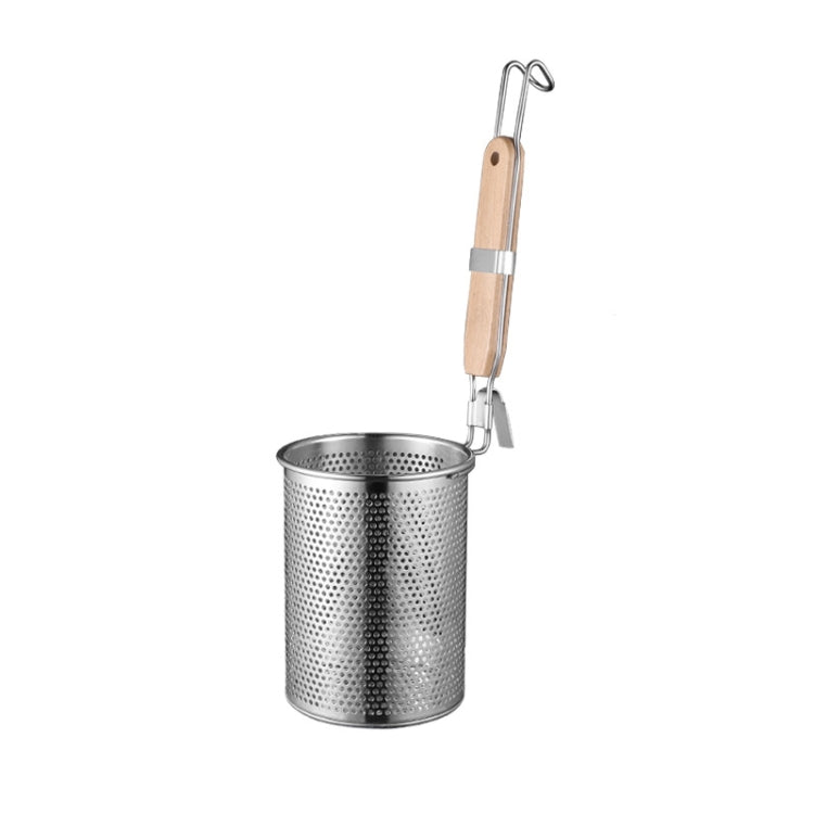 Household Stainless Steel Wooden Handle Spoon Kitchen Filtering Powder Oil Leakage Frying Basket
