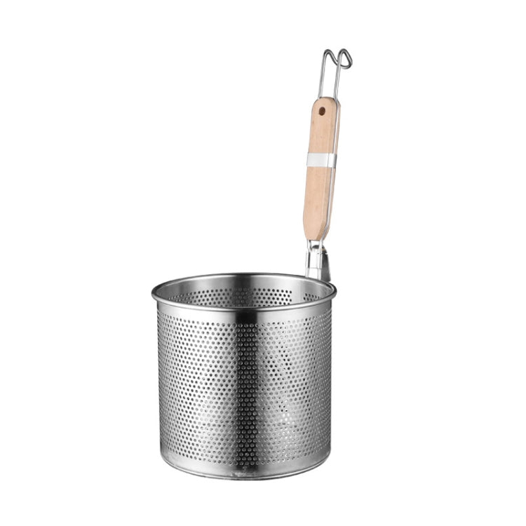 Household Stainless Steel Wooden Handle Spoon Kitchen Filtering Powder Oil Leakage Frying Basket