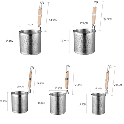 Household Stainless Steel Wooden Handle Spoon Kitchen Filtering Powder Oil Leakage Frying Basket