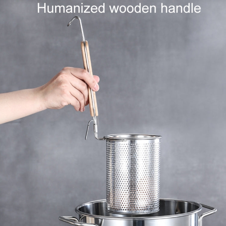 Household Stainless Steel Wooden Handle Spoon Kitchen Filtering Powder Oil Leakage Frying Basket