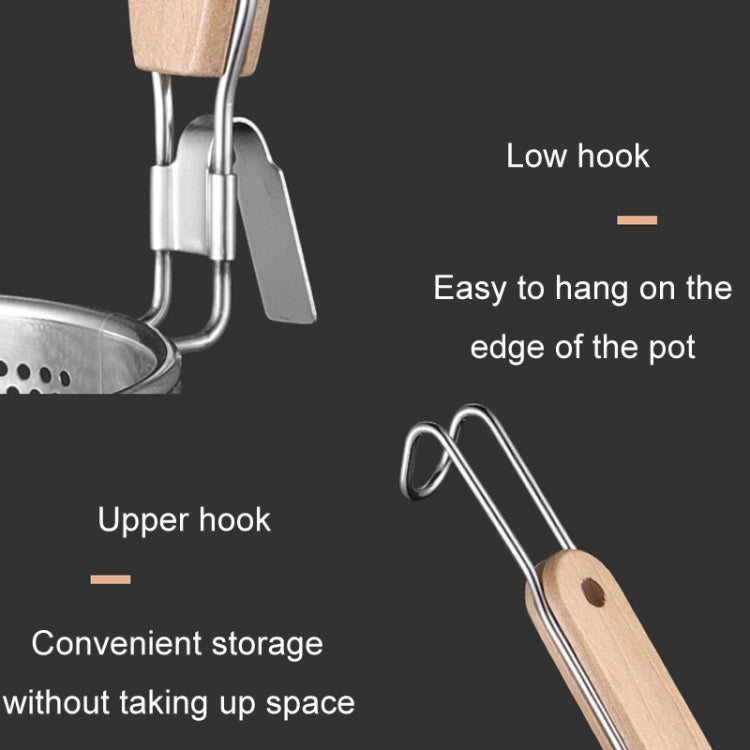Household Stainless Steel Wooden Handle Spoon Kitchen Filtering Powder Oil Leakage Frying Basket