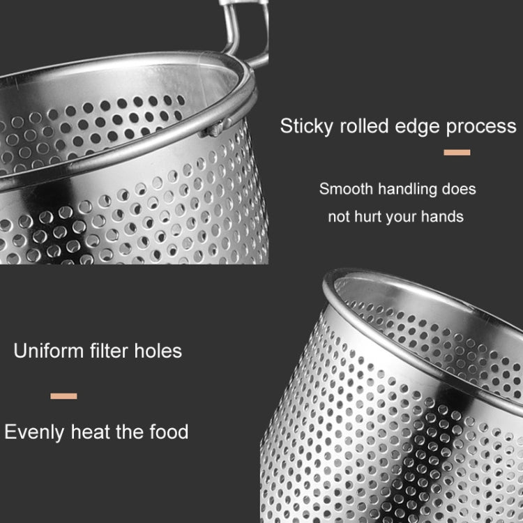Household Stainless Steel Wooden Handle Spoon Kitchen Filtering Powder Oil Leakage Frying Basket