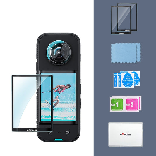 For Insta360 X3 aMagisn Screen Tempered Film Protection Sports Camera Accessories, 1set, 2sets