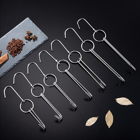 Stainless Steel Double Ring Duck Cooker Hanger Outdoor Barbecue Hanging Hook Stand, 3 Centi Small Ring 23cm, 3 Centi Small Wax Ring 24.5cm, 3 Centi Large Wax Ring 33cm, 3 Centi Medium Wax Ring 29cm, 4 Centi  Steel Thick Short 24cm����������������������...