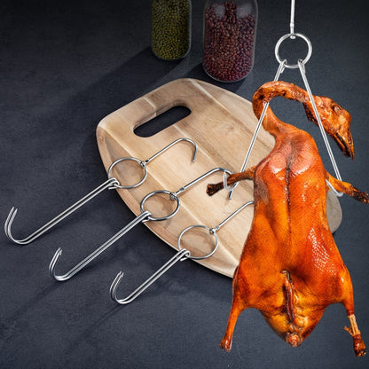 Stainless Steel Double Ring Duck Cooker Hanger Outdoor Barbecue Hanging Hook Stand, 3 Centi Small Ring 23cm, 3 Centi Small Wax Ring 24.5cm, 3 Centi Large Wax Ring 33cm, 3 Centi Medium Wax Ring 29cm, 4 Centi  Steel Thick Short 24cm����������������������...