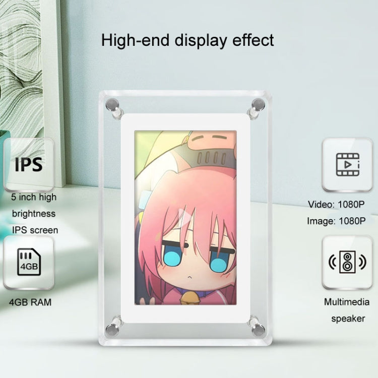 5 Inch HD Digital Photo Frame Crystal Advertising Player 1080P Motion Video Picture Display Player