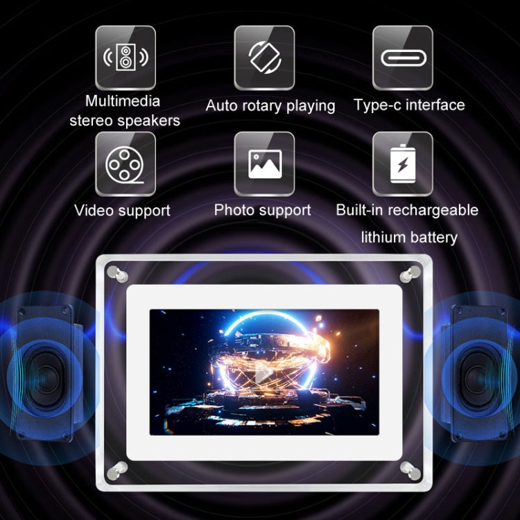 7 Inch Acrylic HD Digital Photo Frame Desktop Smart Motion Video Player Ornament