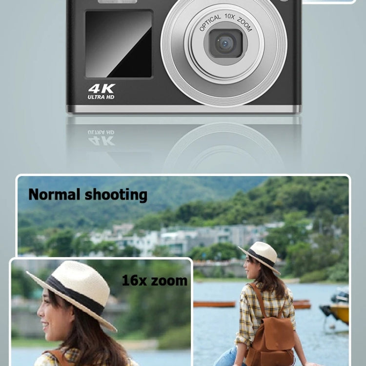 4K HD Optical Zoom Digital Camera 60MP Dual Screen Selfie Camera, No Memory