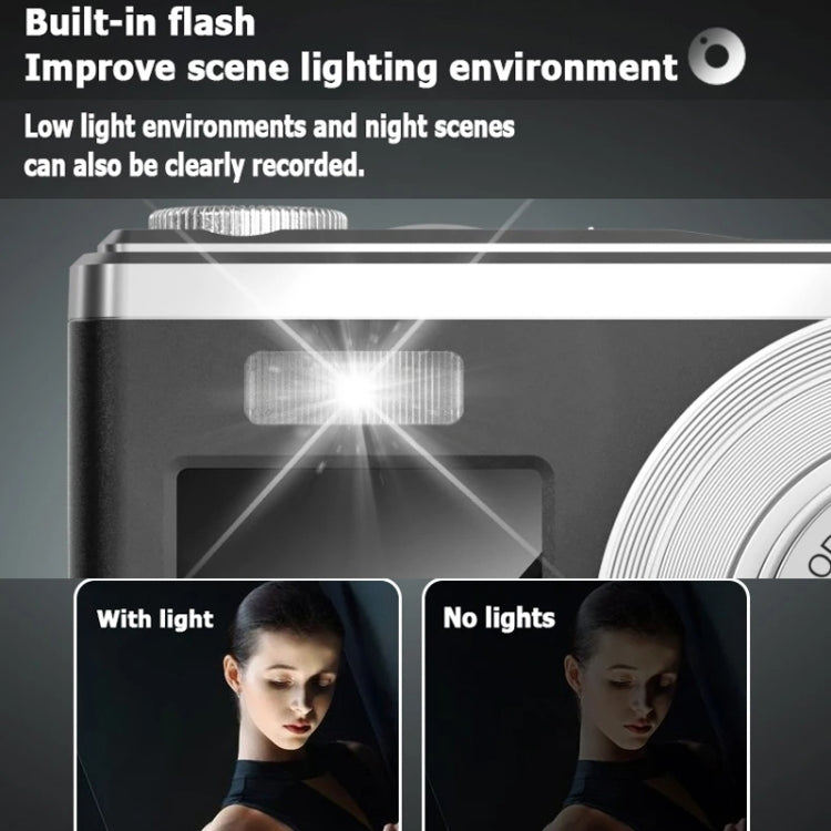 4K HD Optical Zoom Digital Camera 60MP Dual Screen Selfie Camera, No Memory