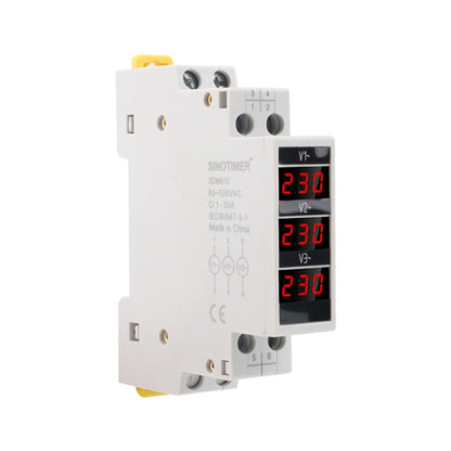 SINOTIMER SDM010 Modular Rail Type AC Three-Phase Digital Voltmeter Electronic Instrumentation