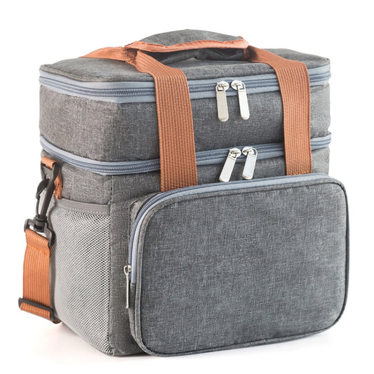 Double Layer Insulated Lunch Bag Large Capacity Food Cooler Bag with Shoulder Strap