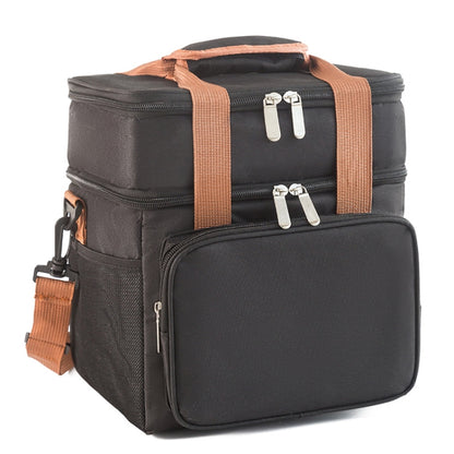 Double Layer Insulated Lunch Bag Large Capacity Food Cooler Bag with Shoulder Strap