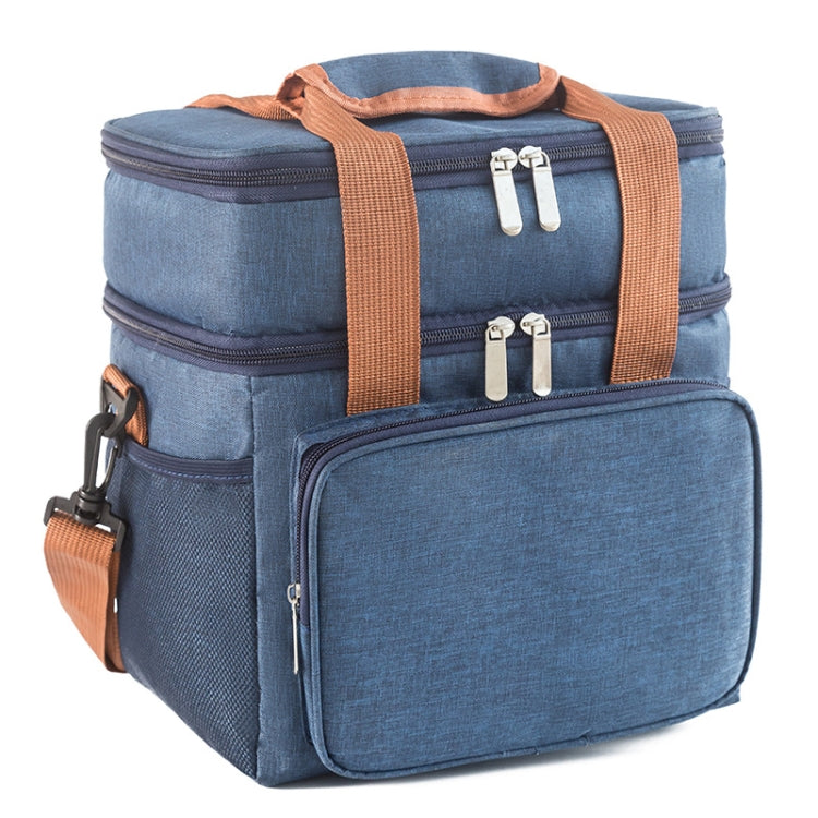 Double Layer Insulated Lunch Bag Large Capacity Food Cooler Bag with Shoulder Strap