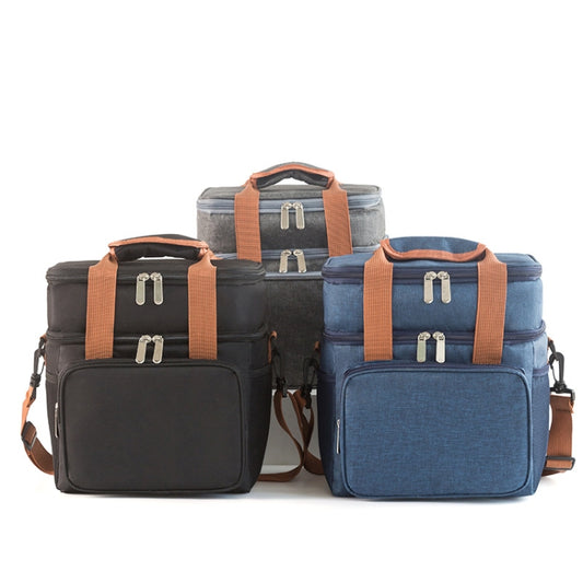 Double Layer Insulated Lunch Bag Large Capacity Food Cooler Bag with Shoulder Strap