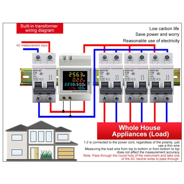 SINOTIMER SDM009 Din Rail Single-Phase Voltage Current Frequency Power Factor Electricity Multifunctional Meter