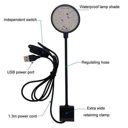5W Fish Tank LED Clip Light USB Plug Lighting Aquarium Translucent Aquatic Plants Lamp