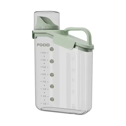 Plastic Sealed Grains Container Dry Food Storage Bin with Measuring Cup Pouring Spout, 2800ml, 2000ml, 1600ml