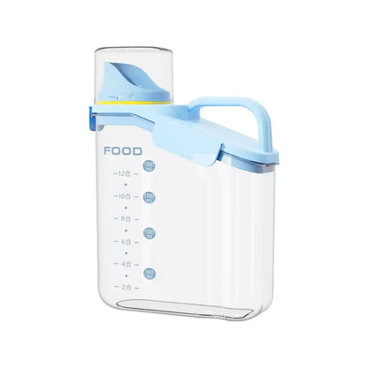 Plastic Sealed Grains Container Dry Food Storage Bin with Measuring Cup Pouring Spout, 2800ml, 2000ml, 1600ml