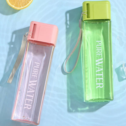 Simple Square Mug Portable Leak-Proof Plastic Cup Sports Camping Bottle