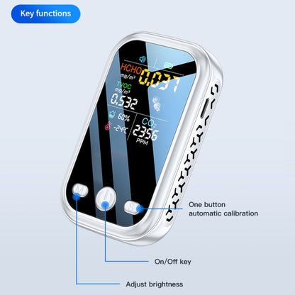 5 In 1  Air Quality Monitor TVOC HCHO CO2 Detector Temperature Humidity Tester