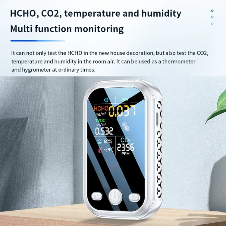 5 In 1  Air Quality Monitor TVOC HCHO CO2 Detector Temperature Humidity Tester