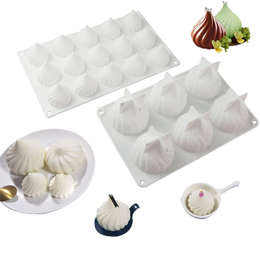 Swirl Mousse Cake Mold Chocolate Baking French Dessert Onion Shape Silicone Mold, GT-105 Single, GT-106 6 Cavity, GT-9 15 Cavity