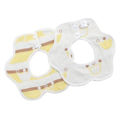 2pcs Dual Sided Newborn Baby Petal Waterproof Bib Six Layers Gauze Cotton Plum Bib, Cedar Pink, Airplane, Crown, Classic Mushroom