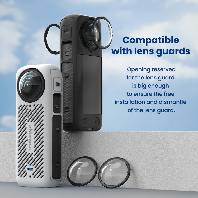 For Insta360 X4 AMagisn Silicone Protective Cover, Lens Cover Gray