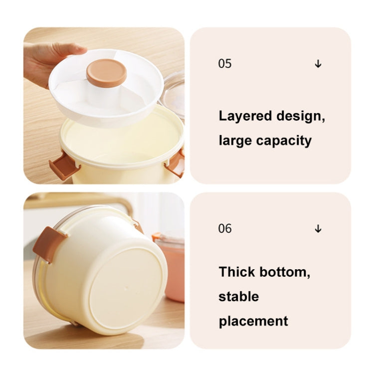 1100ml Cartoon Round Microwaveable Bento Box Outdoor Student Lunch Box, Beauty Pink, Space Blue, Bear Brown