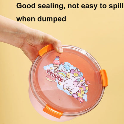 1100ml Cartoon Round Microwaveable Bento Box Outdoor Student Lunch Box, Beauty Pink, Space Blue, Bear Brown