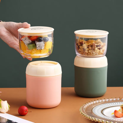 700ML 304 Stainless Steel Large-Capacity Double-Layer Soup Cup Student Yogurt Breakfast Cup, Green, Blue, Pink