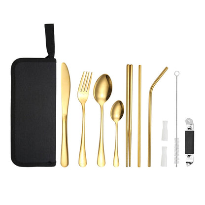 Portable Stainless Steel Cutlery Set Outdoor Picnic Knife And Fork Tool With Storage Bag