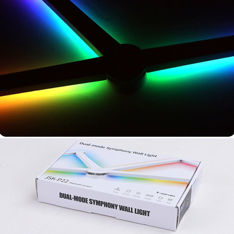 JSK-P22 5V Bluetooth RGB Stitching Light E-Sports Atmosphere Decorative Lamp, 6 Sections+USB To DC Line, 6 Sections+USB To DC Line+US Plug, 6 Sections+USB To DC Line+EU Plug, 6 Sections+USB To DC Line+UK Plug, 9 Sections+USB To DC Line�����������������...