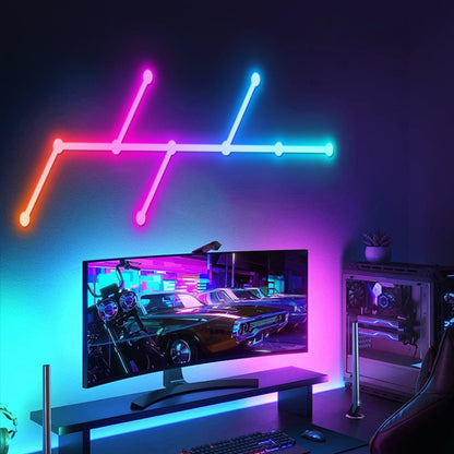 JSK-P22 5V Bluetooth RGB Stitching Light E-Sports Atmosphere Decorative Lamp, 6 Sections+USB To DC Line, 6 Sections+USB To DC Line+US Plug, 6 Sections+USB To DC Line+EU Plug, 6 Sections+USB To DC Line+UK Plug, 9 Sections+USB To DC Line�����������������...