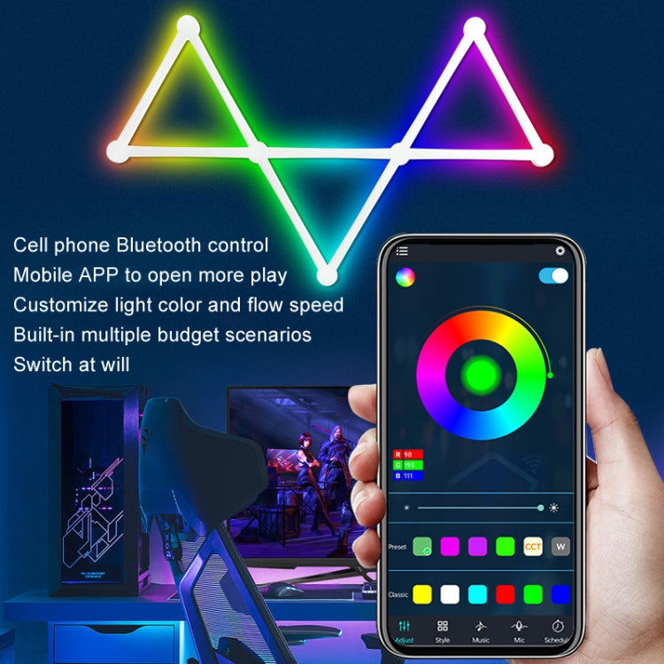 JSK-P22 5V Bluetooth RGB Stitching Light E-Sports Atmosphere Decorative Lamp, 6 Sections+USB To DC Line, 6 Sections+USB To DC Line+US Plug, 6 Sections+USB To DC Line+EU Plug, 6 Sections+USB To DC Line+UK Plug, 9 Sections+USB To DC Line�����������������...