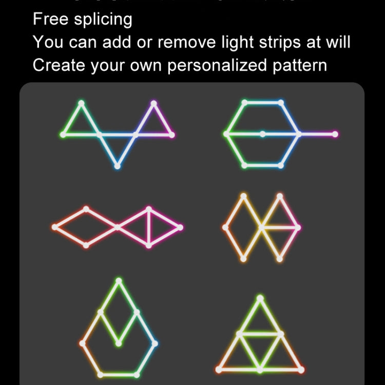 JSK-P22 5V Bluetooth RGB Stitching Light E-Sports Atmosphere Decorative Lamp, 6 Sections+USB To DC Line, 6 Sections+USB To DC Line+US Plug, 6 Sections+USB To DC Line+EU Plug, 6 Sections+USB To DC Line+UK Plug, 9 Sections+USB To DC Line�����������������...