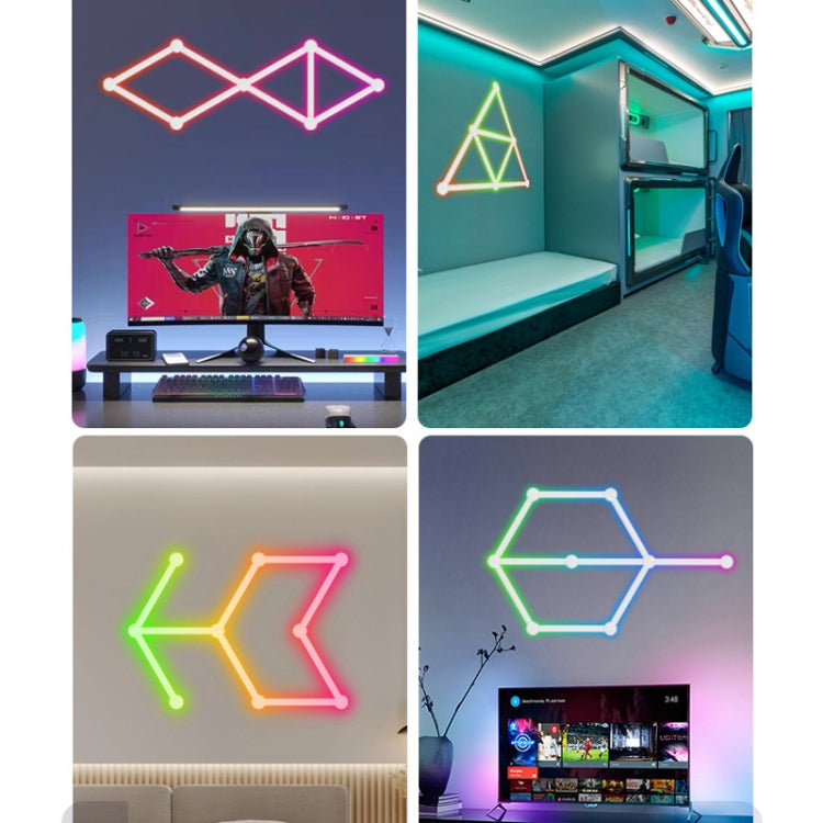 JSK-P22 5V Bluetooth RGB Stitching Light E-Sports Atmosphere Decorative Lamp, 6 Sections+USB To DC Line, 6 Sections+USB To DC Line+US Plug, 6 Sections+USB To DC Line+EU Plug, 6 Sections+USB To DC Line+UK Plug, 9 Sections+USB To DC Line�����������������...