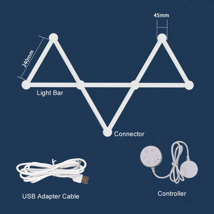 JSK-P22 5V Bluetooth RGB Stitching Light E-Sports Atmosphere Decorative Lamp, 6 Sections+USB To DC Line, 6 Sections+USB To DC Line+US Plug, 6 Sections+USB To DC Line+EU Plug, 6 Sections+USB To DC Line+UK Plug, 9 Sections+USB To DC Line�����������������...